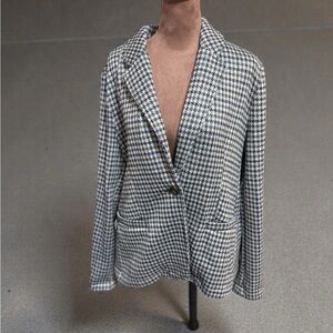 Lands' End Black and White Houndstooth Blazer PTP 22” Length 26”